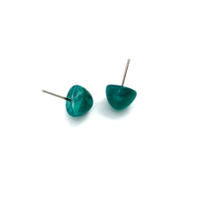 Load image into Gallery viewer, Emerald Green Marbled Gumdrop Stud Earrings