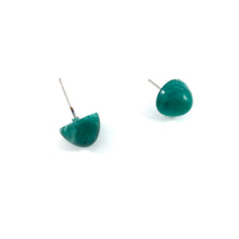 Load image into Gallery viewer, Emerald Green Marbled Gumdrop Stud Earrings