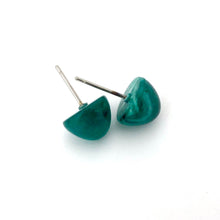 Load image into Gallery viewer, Emerald Green Marbled Gumdrop Stud Earrings