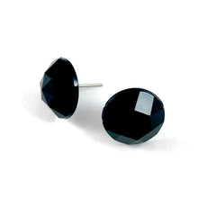 Load image into Gallery viewer, Black Faceted Vintage Lucite Stud Earrings