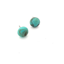 Load image into Gallery viewer, Turquoise Marbled Small Retro Button Stud Earrings