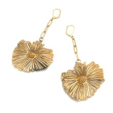 Load image into Gallery viewer, Cream &amp; Gold Cosmos Chain Drop Earrings