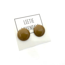 Load image into Gallery viewer, Khaki Green Lucite Disc Stud Earrings