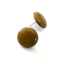 Load image into Gallery viewer, Khaki Green Lucite Disc Stud Earrings