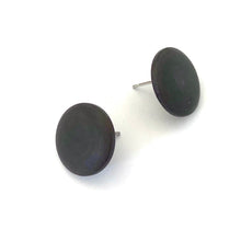Load image into Gallery viewer, Dark Brown Matte Lucite Disc Stud Earrings