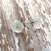 Load image into Gallery viewer, Clear Milky Pearlescent Disc Stud Earrings