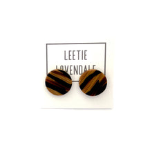 Load image into Gallery viewer, Tiger Striped Disc Stud Earrings