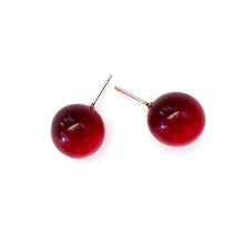 Load image into Gallery viewer, Red Transparent Ball Stud Earrings