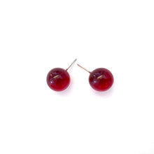 Load image into Gallery viewer, Red Transparent Ball Stud Earrings