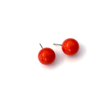 Load image into Gallery viewer, Dark Orange Ball Stud Earrings