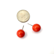 Load image into Gallery viewer, Dark Orange Ball Stud Earrings
