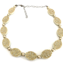 Load image into Gallery viewer, Cream &amp; Gold Oval Beaded Marco Necklace