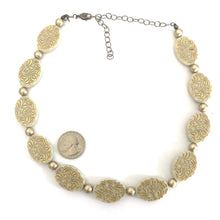 Load image into Gallery viewer, Cream &amp; Gold Oval Beaded Marco Necklace