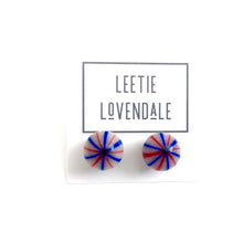 Load image into Gallery viewer, Red White &amp; Blue Striped Ball Stud Earrings