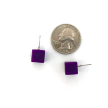 Load image into Gallery viewer, Purple Midi Cube Stud Earrings