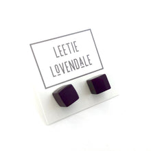 Load image into Gallery viewer, Eggplant Midi Cube Stud Earrings