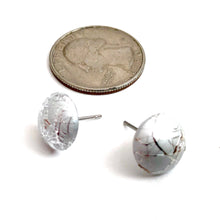 Load image into Gallery viewer, Silver Paint Spattered Metallic Retro Button Stud Earrings