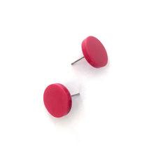 Load image into Gallery viewer, Fuchsia Pink Marbled Disc Stud Earrings