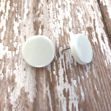 Load image into Gallery viewer, White Button Disc Stud Earrings