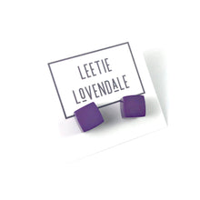 Load image into Gallery viewer, Lavender Purple Midi Cube Stud Earrings