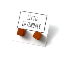 Load image into Gallery viewer, Nutmeg Brown Midi Cube Stud Earrings
