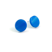 Load image into Gallery viewer, Aqua Blue Marbled Glow Disc Stud Earrings