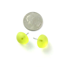 Load image into Gallery viewer, Yellow Foil Back Frosted Retro Button Stud Earrings