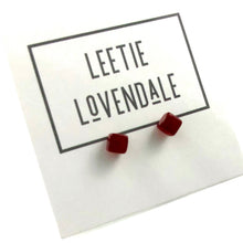 Load image into Gallery viewer, Carnelian Red Tiny Square Stud Earrings