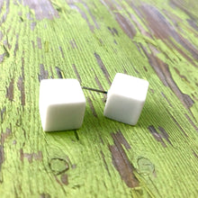Load image into Gallery viewer, White Jumbo Cube Stud Earrings
