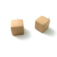 Load image into Gallery viewer, Khaki Beige Jumbo Cube Stud Earrings