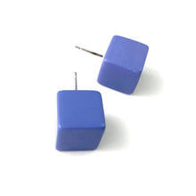Load image into Gallery viewer, Indigo Purple Jumbo Lucite Cube Stud Earrings