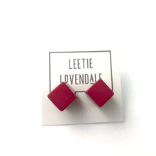 Load image into Gallery viewer, Deep Magenta Pink Jumbo Cube Stud Earrings