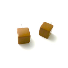 Load image into Gallery viewer, Coffee Brown Jumbo Cube Stud Earrings
