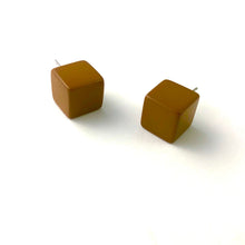Load image into Gallery viewer, Coffee Brown Jumbo Cube Stud Earrings