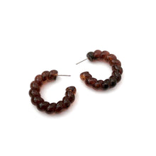 Load image into Gallery viewer, Tortoise Marbled Twisted Rope Hoop Earrings