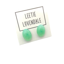 Load image into Gallery viewer, Seafoam Green Opal Oval Stud Earrings