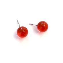 Load image into Gallery viewer, Flame Orange Transparent Ball Stud Earrings