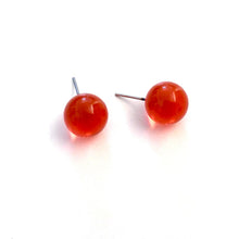 Load image into Gallery viewer, Flame Orange Transparent Ball Stud Earrings