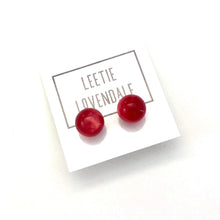 Load image into Gallery viewer, Raspberry Red Mooonglow Ball Stud Earrings