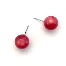 Load image into Gallery viewer, Raspberry Red Mooonglow Ball Stud Earrings