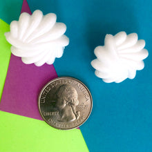 Load image into Gallery viewer, White Art Deco Carved Retro Button Stud Earrings