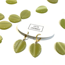 Load image into Gallery viewer, Sage Green Moonglow Leaf Cuff Hoops *