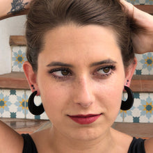 Load image into Gallery viewer, Cherry Red Frosted Mod Go Go Hoop Earrings