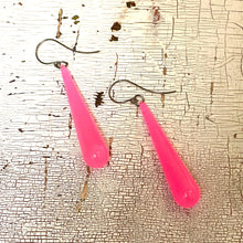 Load image into Gallery viewer, Neon Pink Opal Long Teardrop lucite statement earrings