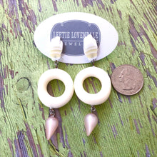 Load image into Gallery viewer, Buttercream Sliding Daisy Donut Drop Earrings