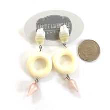 Load image into Gallery viewer, Buttercream Sliding Daisy Donut Drop Earrings