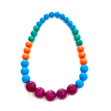 Load image into Gallery viewer, Violet &amp; Aqua Gems Lucite Stretch Bauble Necklace -Shortie