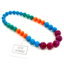 Load image into Gallery viewer, Violet &amp; Aqua Gems Lucite Stretch Bauble Necklace -Shortie