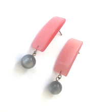 Load image into Gallery viewer, Pink &amp; Grey Moonglow Statement Lucite Drop Earrings