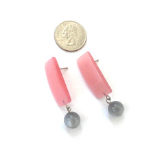 Load image into Gallery viewer, Pink &amp; Grey Moonglow Statement Lucite Drop Earrings